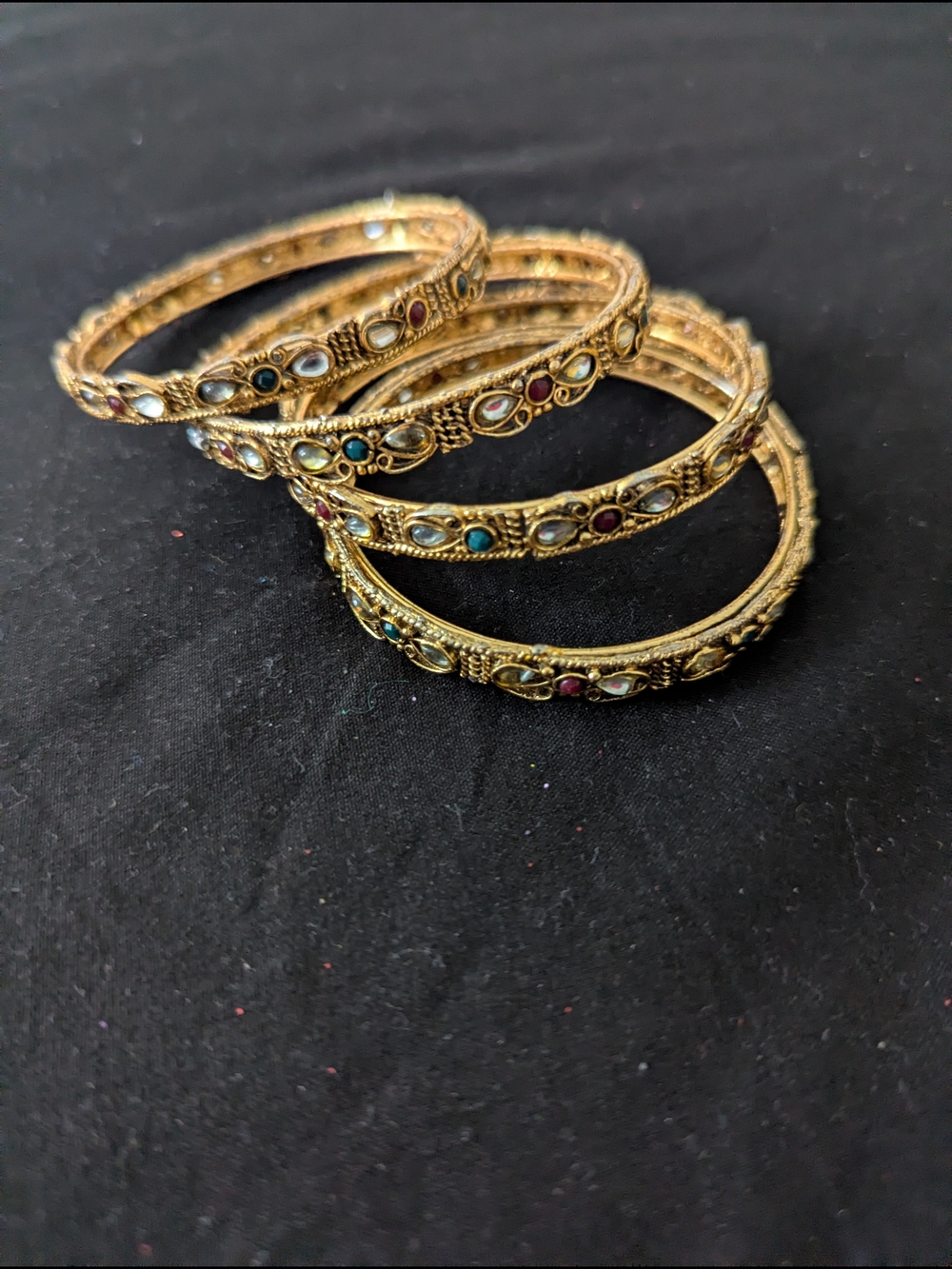 Gold-Tone Multicolor Stone Bangle Set - Women Jewelry